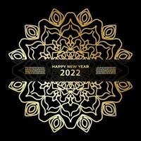 Happy new year banner or card template with luxury mandala vector