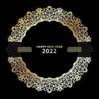 Happy new year banner or card template with luxury mandala vector