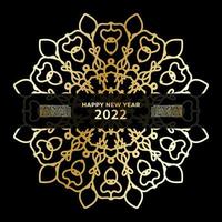 Happy new year banner or card template with luxury mandala vector