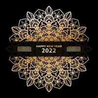 Happy new year banner or card template with luxury mandala vector