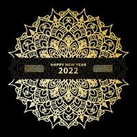 Happy new year banner or card template with luxury mandala vector