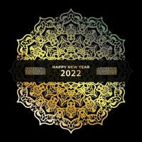 Happy new year banner or card template with luxury mandala vector