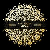 Happy new year banner or card template with luxury mandala vector