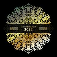 Happy new year banner or card template with luxury mandala vector