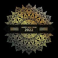 feliz año nuevo banner o plantilla de tarjeta con mandala de lujo vector