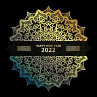 Happy new year banner or card template with luxury mandala vector