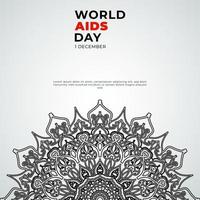 1 de diciembre fondo del día mundial del sida con mandala vector