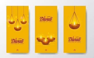 plantilla de historias de redes sociales del festival de la luz diwali vector