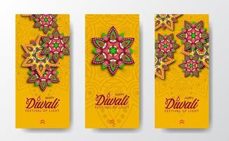 Diwali Festival of light social media stories template vector
