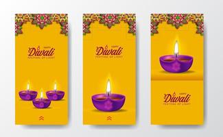 plantilla de historias de redes sociales del festival de la luz diwali vector