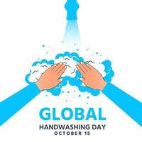 World hand washing day open water and clean with soap bubbles vector