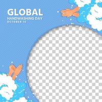 Circular world hand washing day frame vector