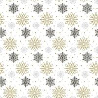 Seamless pattern with gold, black and gray snowflakes isolated on white background. Christmas design. Could be used for gift wrapping paper, prints, fabrics, textiles, web design vector