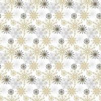 Seamless pattern with gold, black and gray snowflakes isolated on white background. Christmas design. Could be used for gift wrapping paper, prints, fabrics, textiles, web design vector