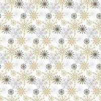 Seamless pattern with gold, black and gray snowflakes isolated on white background. Christmas design. Could be used for gift wrapping paper, prints, fabrics, textiles, web design vector