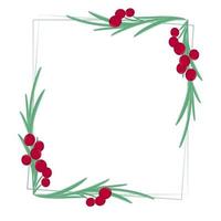 Beautiful Christmas frame with red berries and leaves vector illustration
