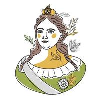 Trend line Illustration of Anna Ioannovna Romanova, niece of Peter the Great and empress of Russian empire. Portrait of historical figure woman in historical dress. vector