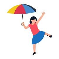 Playing With Umbrella vector