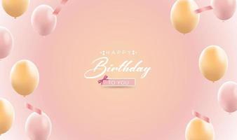 Birthday greeting card with realistic balloons vector