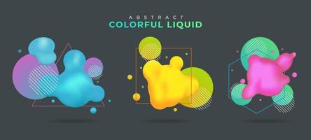 Set  of abstract dynamic colorful liquid element vector