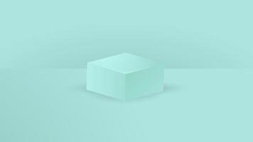 Set of light green square box pedestal podium. Cosmetic product display presentation. Minimal wall scene. vector