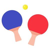 dos raquetas de tenis de mesa y pelota. configurado para jugar al deporte. raquetas de ping pong en estilo plano simple. ilustración para libros, revistas, tiendas deportivas. concepto de estilo de vida activo vector