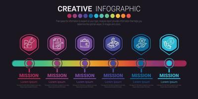 Infographic template with numbers six option can be used for workflow layout vector