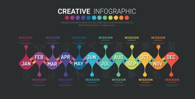 infografía todo el mes concepto de negocio de diseño y presentación del planificador con 12 opciones. vector