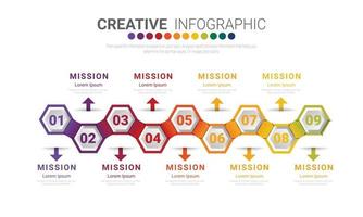 Abstract infographics number options template with 9 steps. Vector illustration.