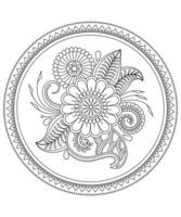 Circular mandala design for doodle style. Coloring book page vector