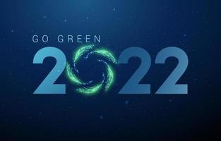 Resumen feliz año nuevo 2022 tarjeta de felicitación con hojas verdes en círculo vector