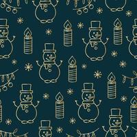 Christmas seamless patterns, prints with gold elements. Vector patterns. Golden objects on a dark background.