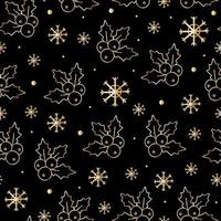 Christmas seamless patterns, prints with gold elements. Vector patterns. Golden objects on a dark background.