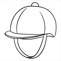 Outfit of the rider protection of the head of a jaquette helmet illustration in line style coloring book vector