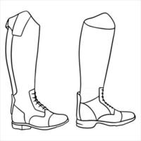 atuendo ropa de jinete para botas de jockey ilustración en estilo de línea libro para colorear vector