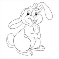 Animal character funny rabbit in line style coloring book vector