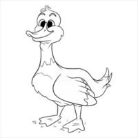 Animal character funny goose in line style coloring book vector