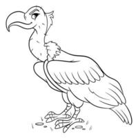 Animal character funny vulture in line style. Children's illustration. vector