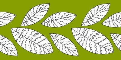 stylized leaf drawing with thin lines. leaves - seamless illustration. leaf tree twig, bush. vector