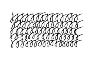 Doodle ilustración de escritura a mano redondeada sobre fondo blanco en estilo plano. Los elementos de diseño repetidos arbitrarios se escriben con un bolígrafo. vector