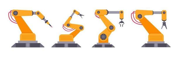 Robotic arm set flat style design vector illustration