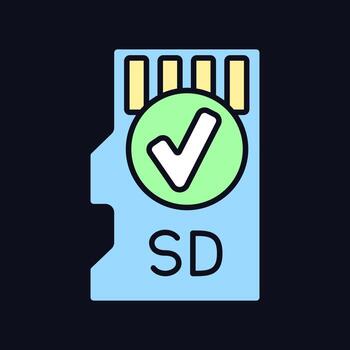 incluye icono de etiqueta manual de color rgb de tarjeta de memoria para tema oscuro vector