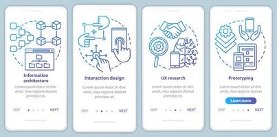 desarrollo de software incorporación de plantilla de vector de pantalla de página de aplicación móvil