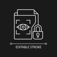 Protected biometric data white linear icon for dark theme vector