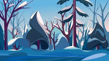 Dense forest in winter season. vector