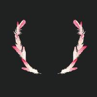 Vector pink feathers collection, flamingo feathers set of different falling fluffy twirled feathers, isolated on white, transparent background. Realistic style, colorful vector 3d illustration.