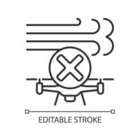 Dont fly in strong winds linear manual label icon vector