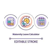 Icono de concepto de calculadora de licencia de maternidad vector