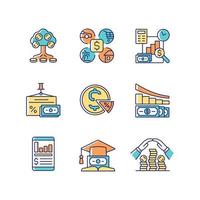 Finance RGB color icons set vector