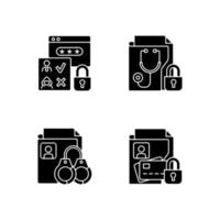 Information sensitivity black glyph icons set on white space vector